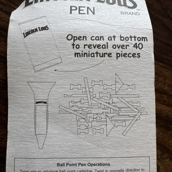 NOS Vtg Hasbro Miniature Lincoln Logs Brand Pen w/40 Pieces Sealed! - Picture 4 of 6